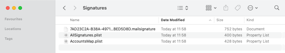 Apple Mail macOS e-mailhandtekeningen mapje in finder