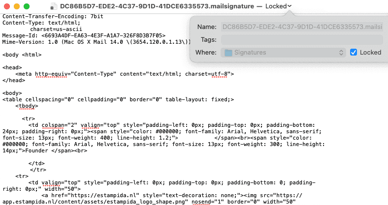 Apple Mail macOS e‑mailhandtekening beveiligen bestand